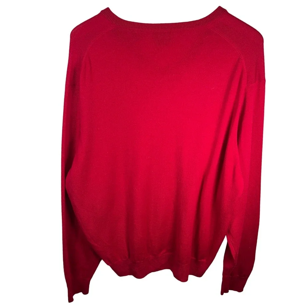 JOS A BANK 100% Merino‎ Wool V Neck Sweater Men Large Red Signature Collection